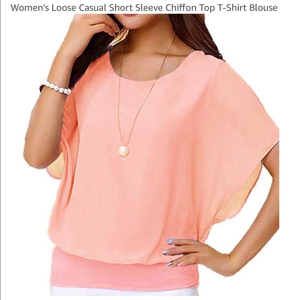 NWT online order package chiffon blouse apricot dolman sheer sleeve Lined bodice